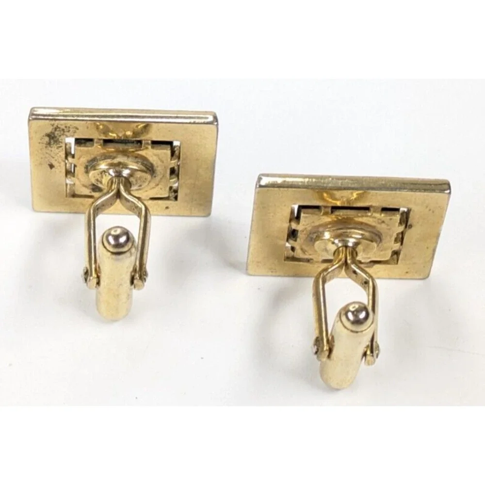 Vintage Anson Gold Tone Roman Greek Cameo Intaglio Hematite Men's Cufflinks